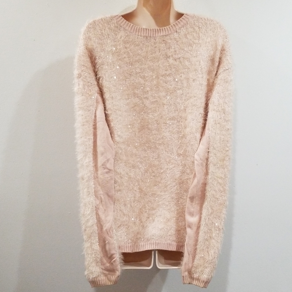 Trouve Pink Soft Fuzzy Warm Sequined Sweater - image 5